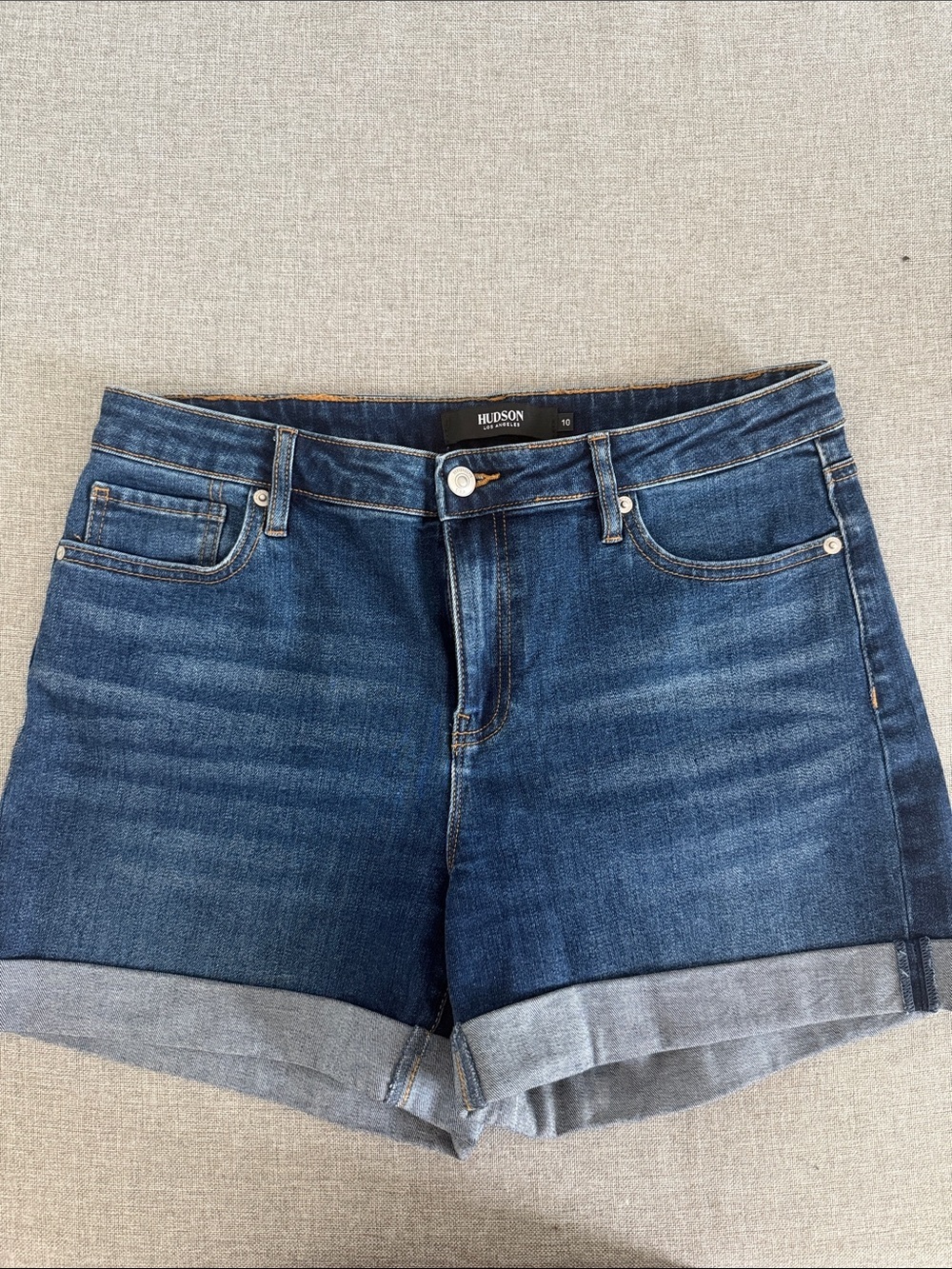 Hudson Jeans Dark Blue Denim Cuffed Jean Shorts